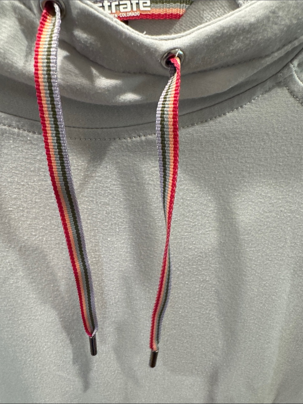Rafe Light Gray Pullover Hoodie with Pink Drawstrings - Picture 3 of 4